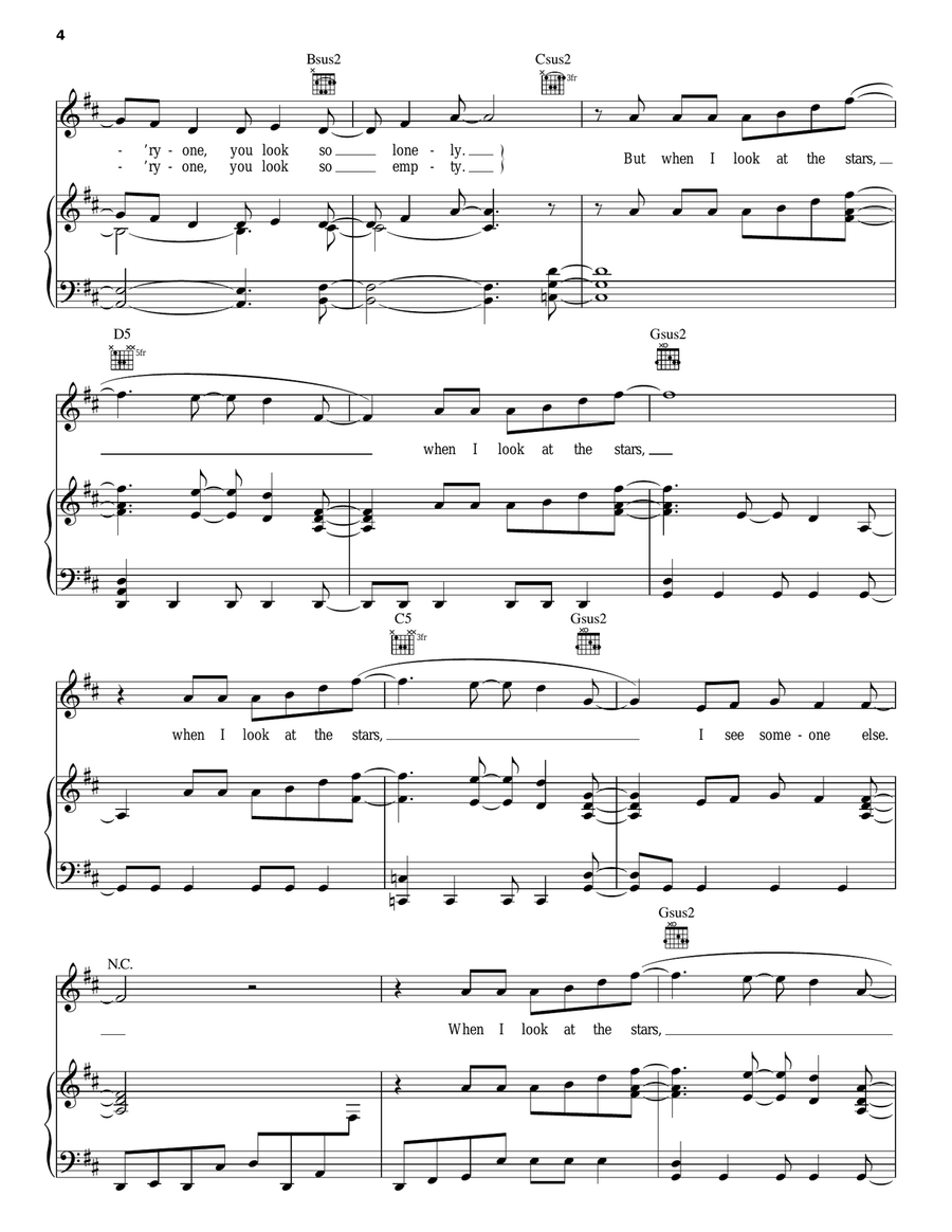 Stars Stars Piano, Vocal, Guitar scores gallery preview page 4