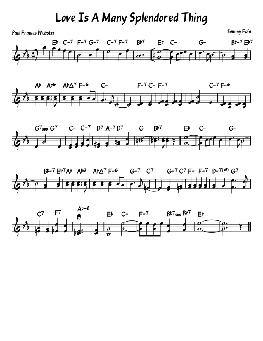 Love Is A Many Splendored Thing Piano scores gallery preview page 1