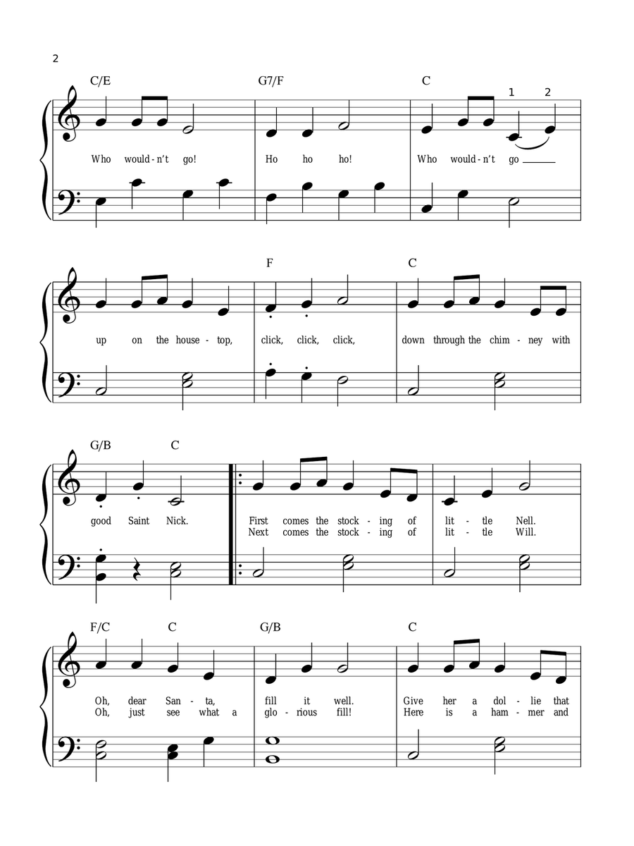 Up On The Housetop Easy Piano scores gallery preview page 2