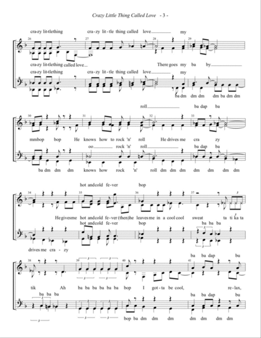Crazy Little Thing Called Love SSAA scores gallery preview page 3