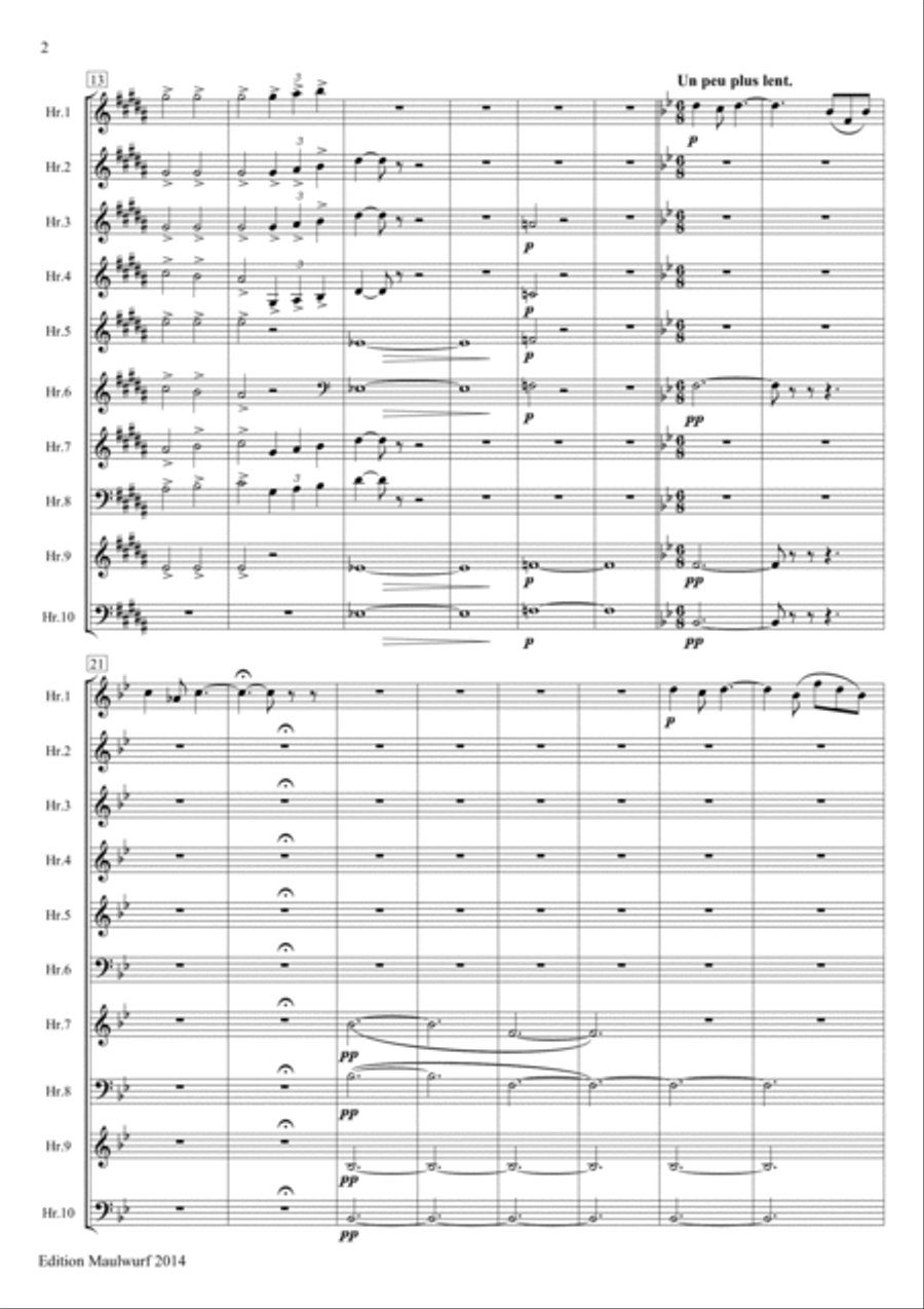 Prelude and Les Chasseresses Horn scores gallery preview page 4