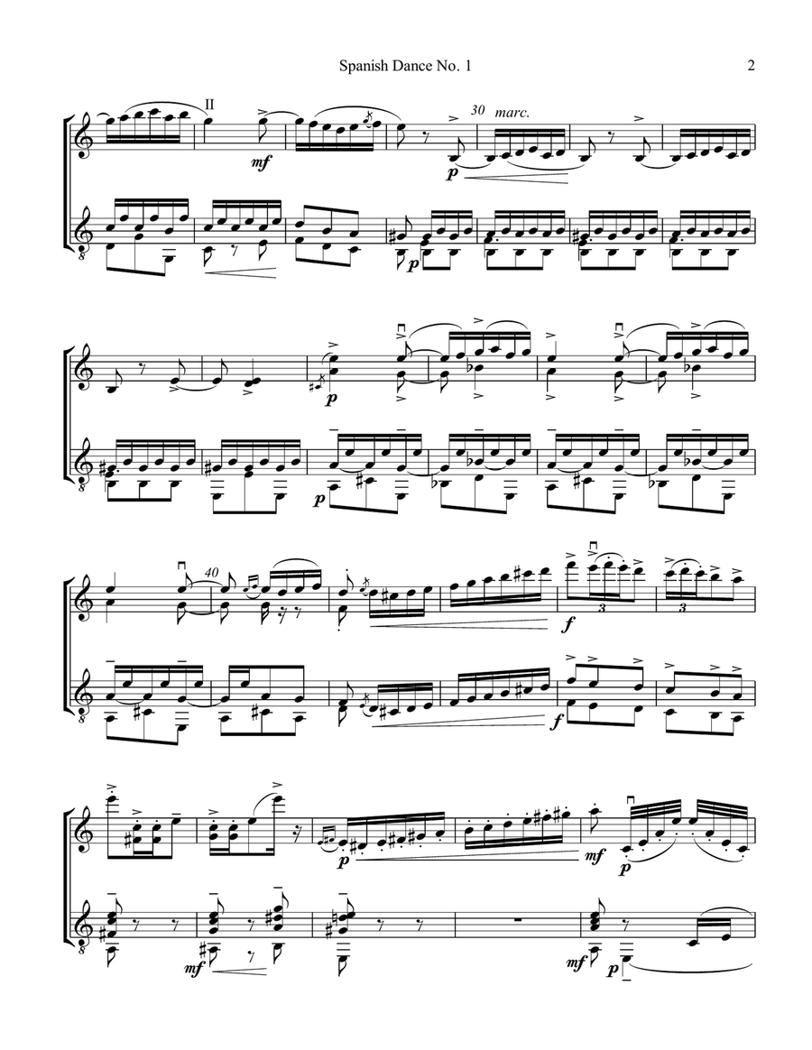 Spanish Dance No. 1, Danza from La vida breve for violin and guitar String Duet scores gallery preview page 3