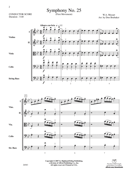 Symphony No. 25, First Movement: Score