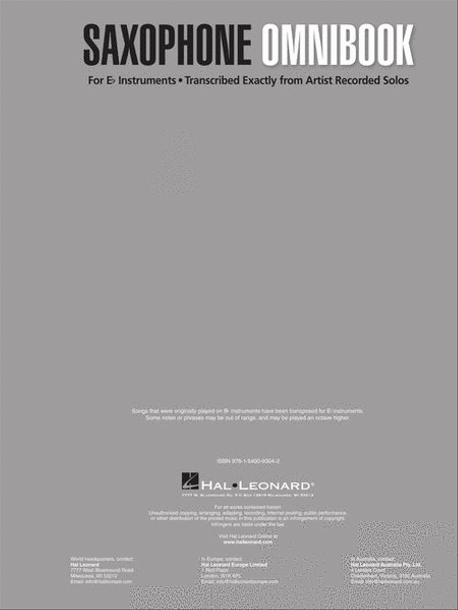 Saxophone Omnibook for E-Flat Instruments