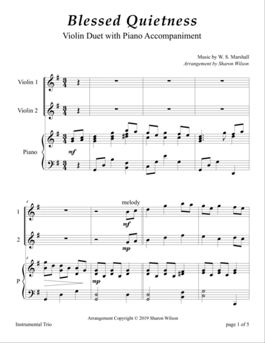 Praise Him with Stringed Instruments, Book 1 (Collection of 10 Hymns for Violin Duet with Piano) String Duet scores gallery preview page 4