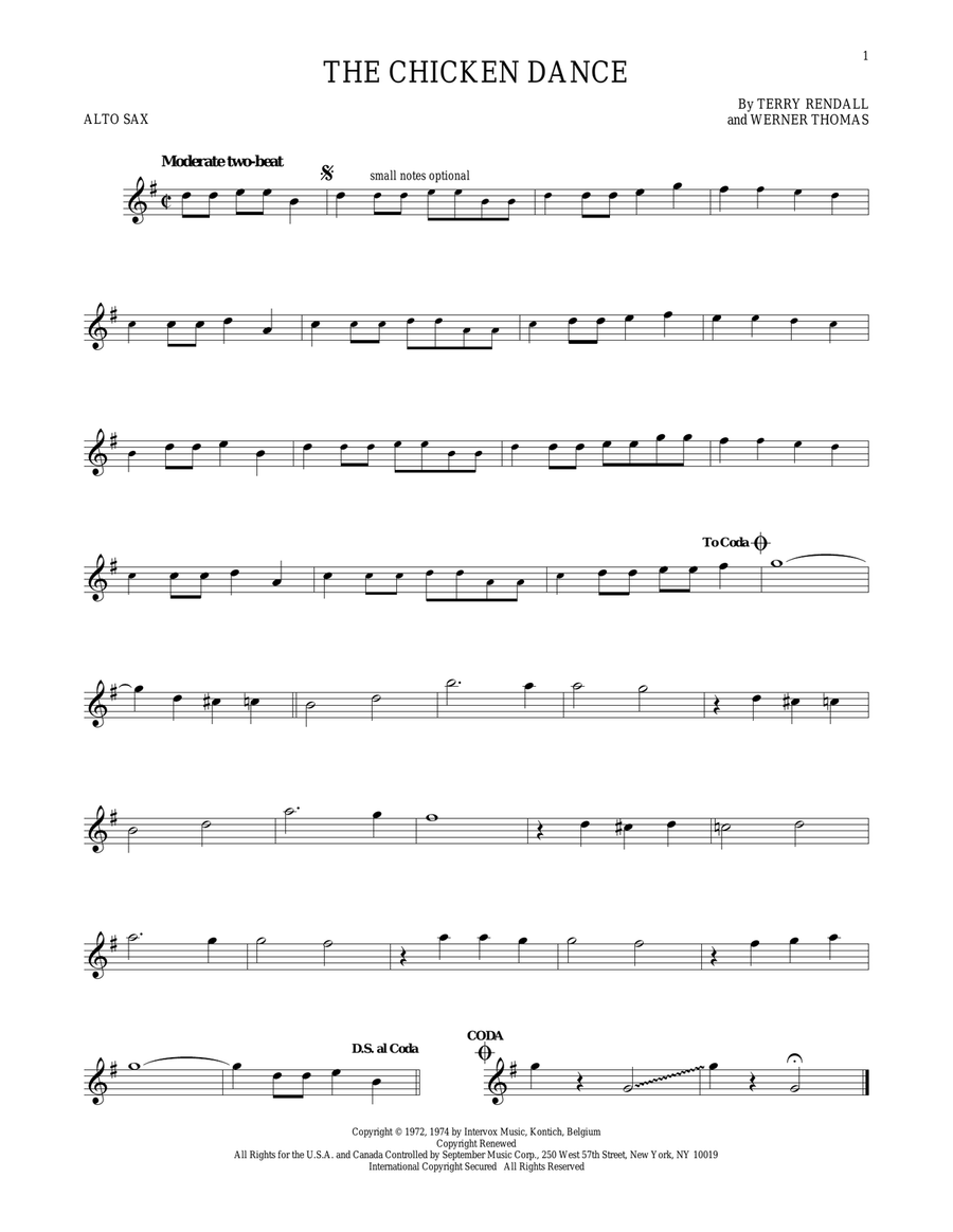 The Chicken Dance Alto Saxophone scores gallery preview page 1