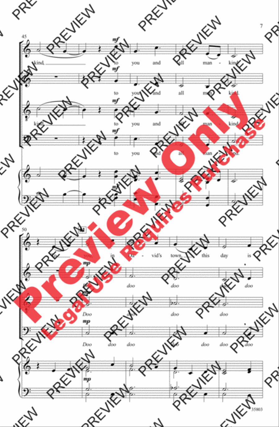 While Shepherds Watched Their Flocks 4-Part scores gallery preview page 7