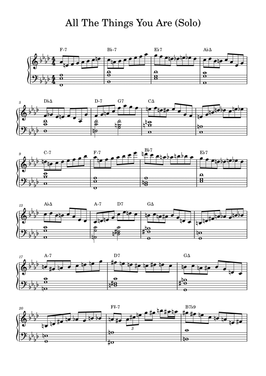 All The Things You Are All The Things You Are Piano Solo scores gallery preview page 1