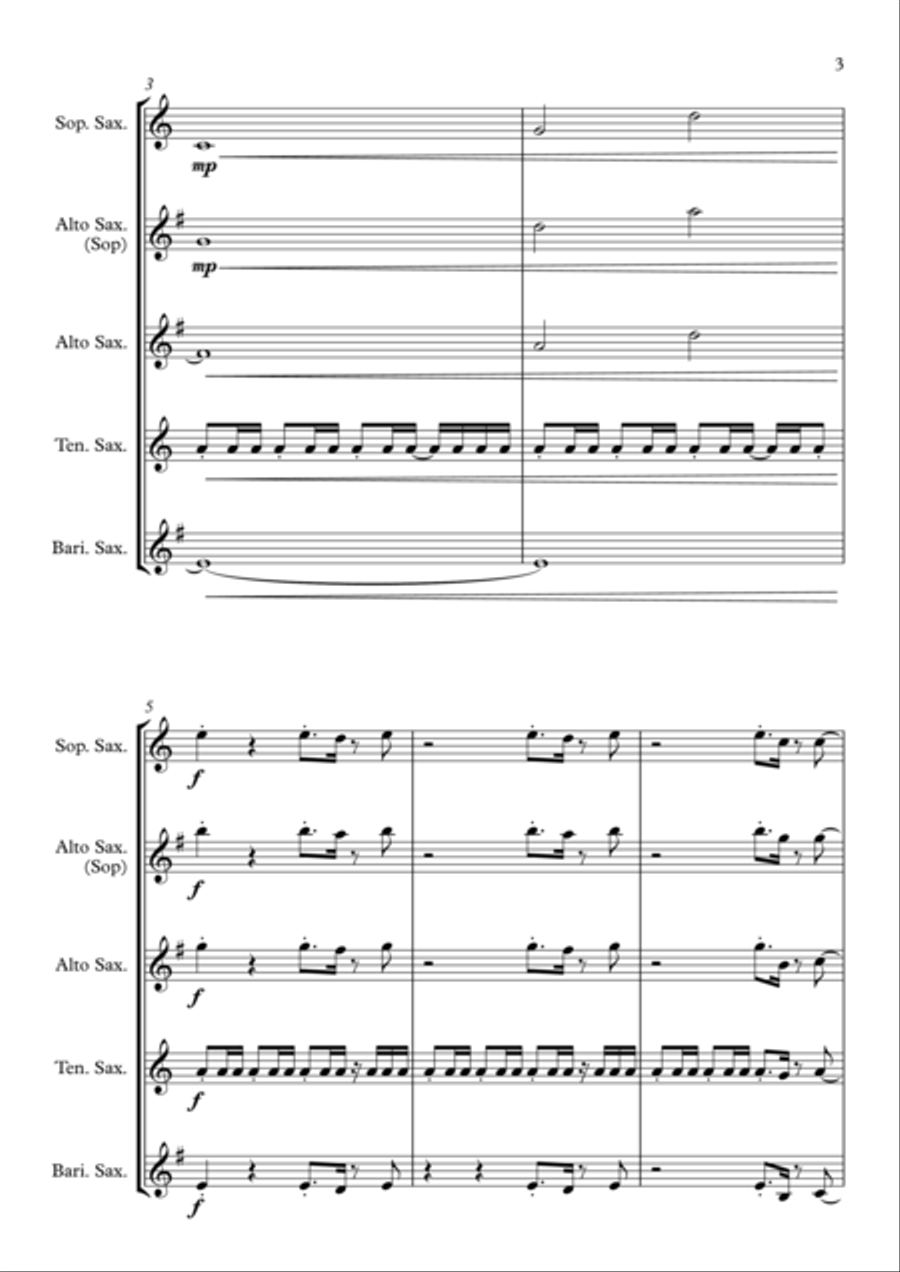 Eye Of The Tiger Saxophone Quartet scores gallery preview page 3