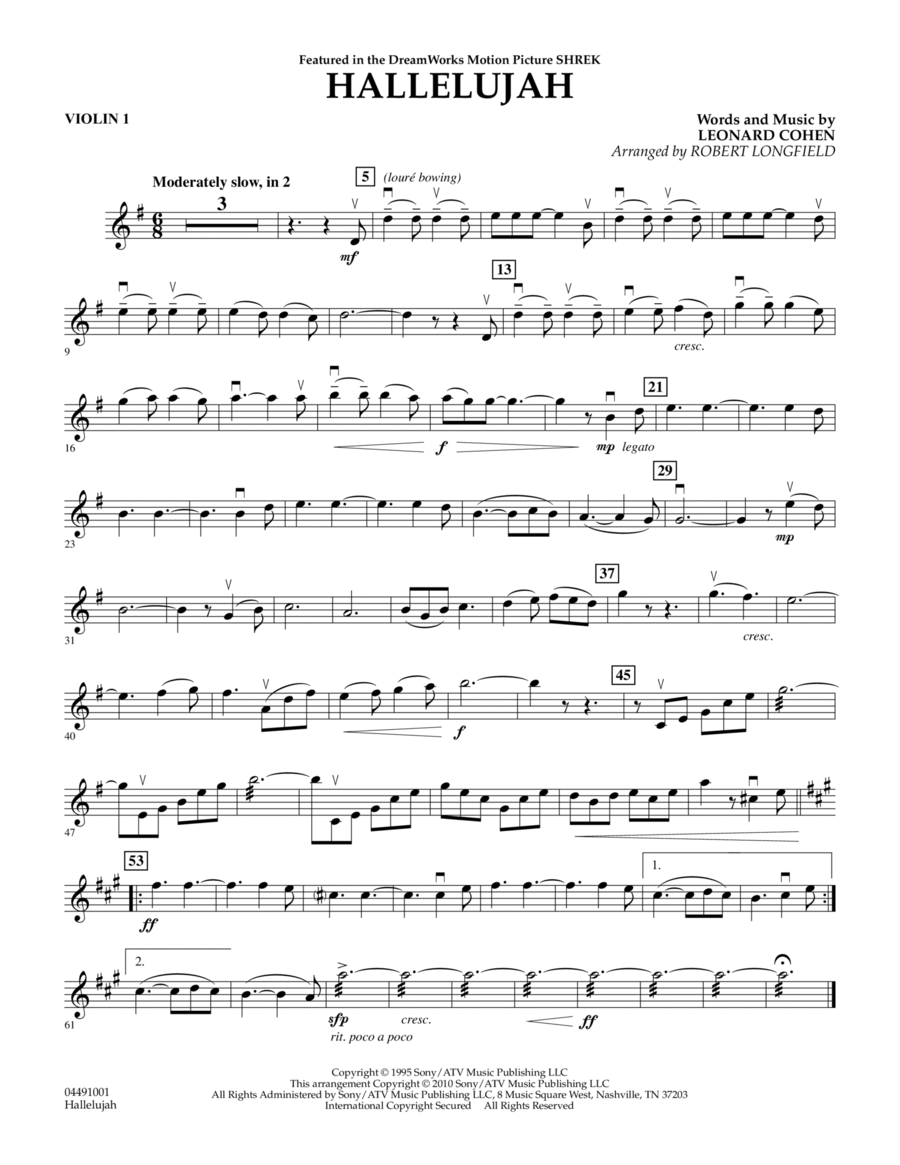 Hallelujah - Violin 1