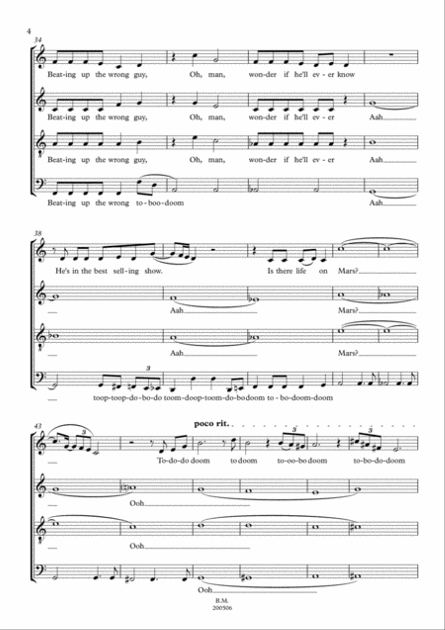 Life On Mars 4-Part scores gallery preview page 4