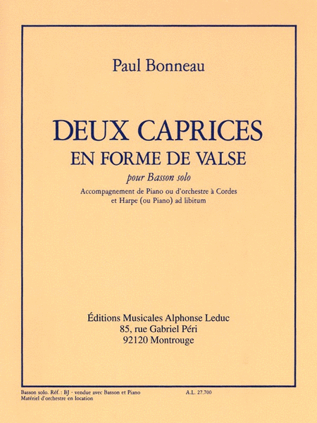 2 Caprices En Forme De Valse (bassoon & Piano) by Paul Bonneau Bassoon Solo - Sheet Music