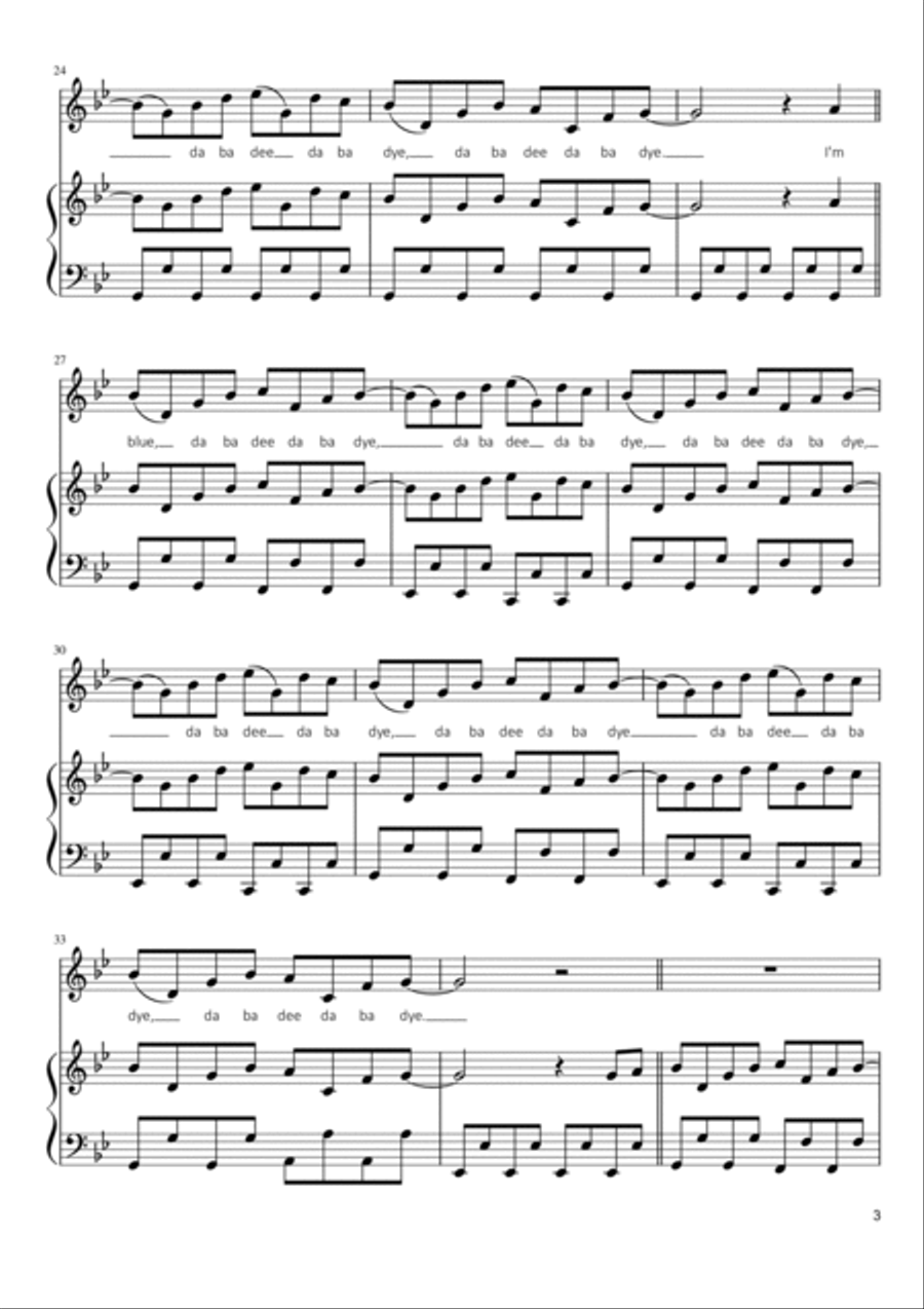 Blue (da Ba Dee) Voice scores gallery preview page 3