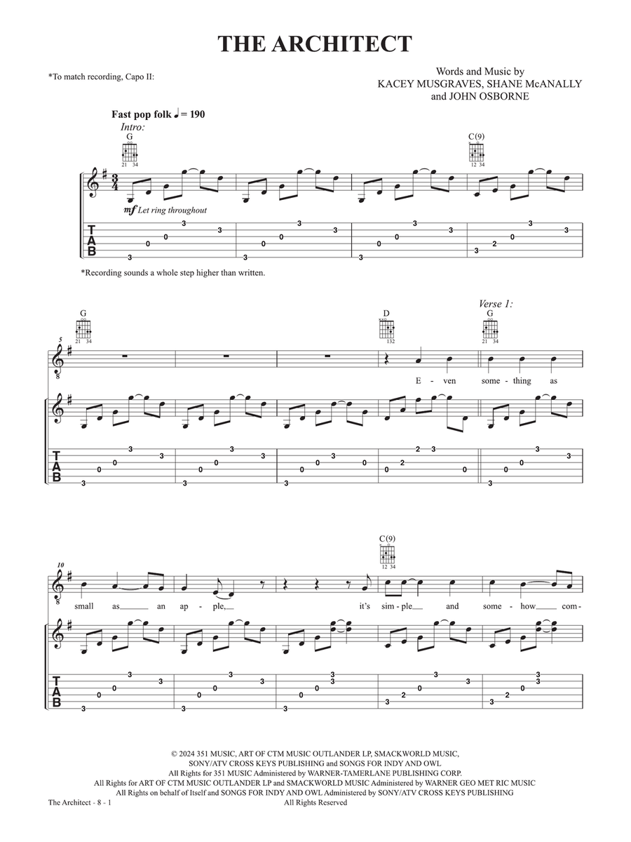 The Architect (From the studio album 'Deeper Well') Guitar scores gallery preview page 1