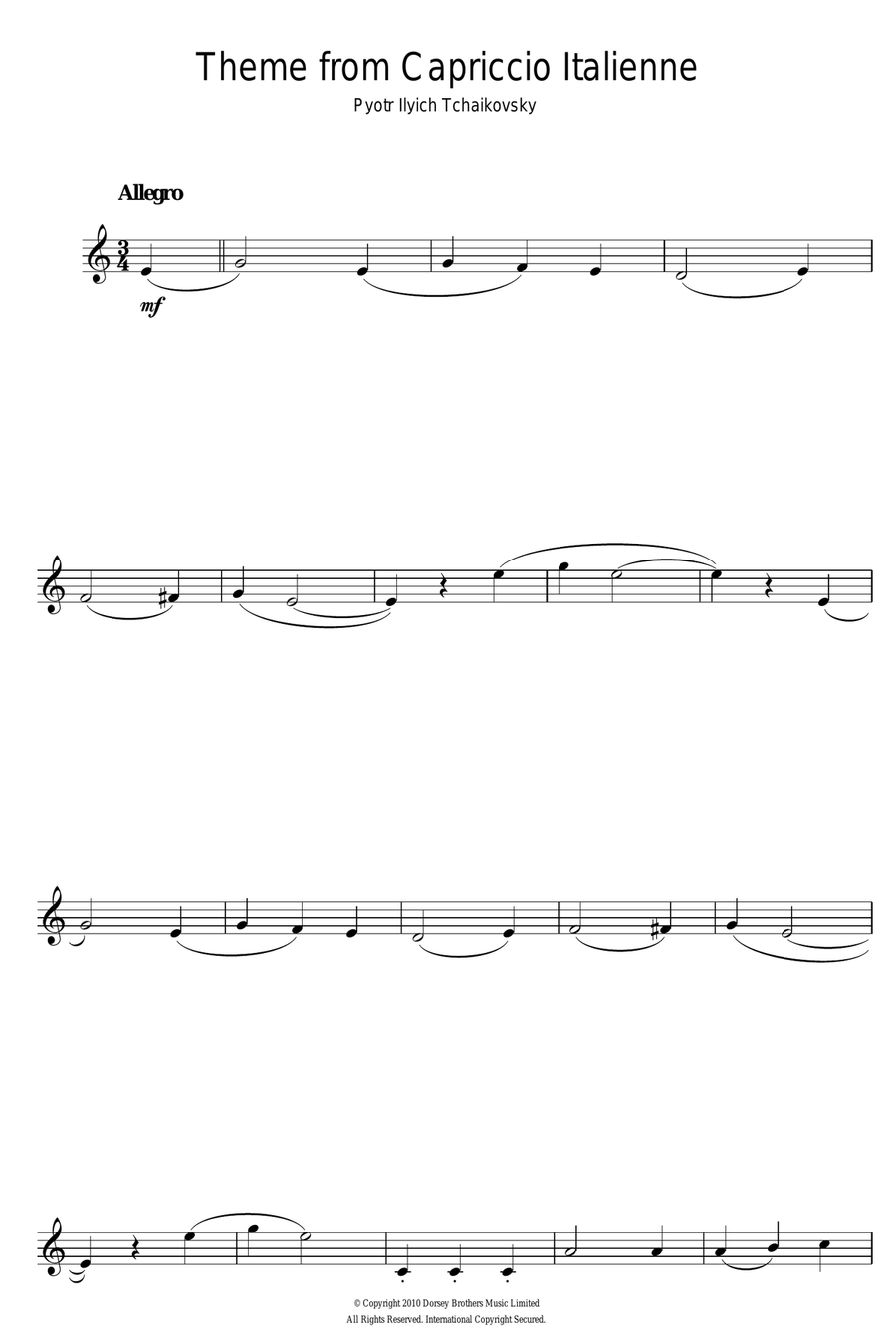 Capriccio Italienne Clarinet Solo scores gallery preview page 1