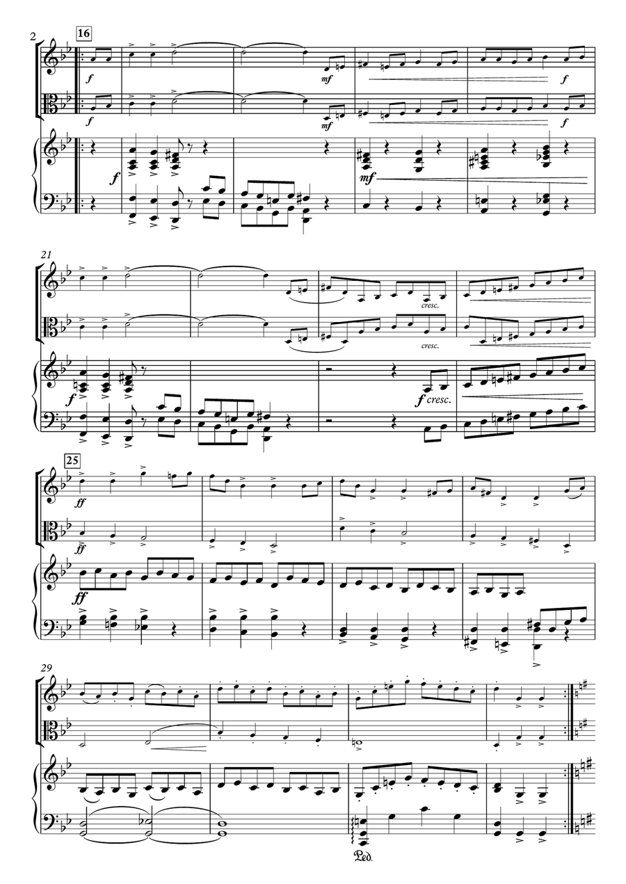 Miniatures No.8, Hornpipe H.89-2 for Violin, Viola & Piano Piano Trio scores gallery preview page 2