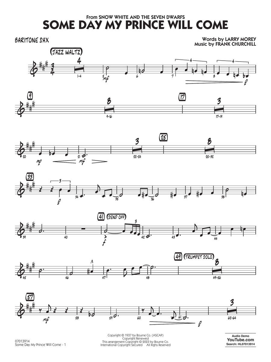 Some Day My Prince Will Come (arr. Chuck Israels) - Baritone Sax