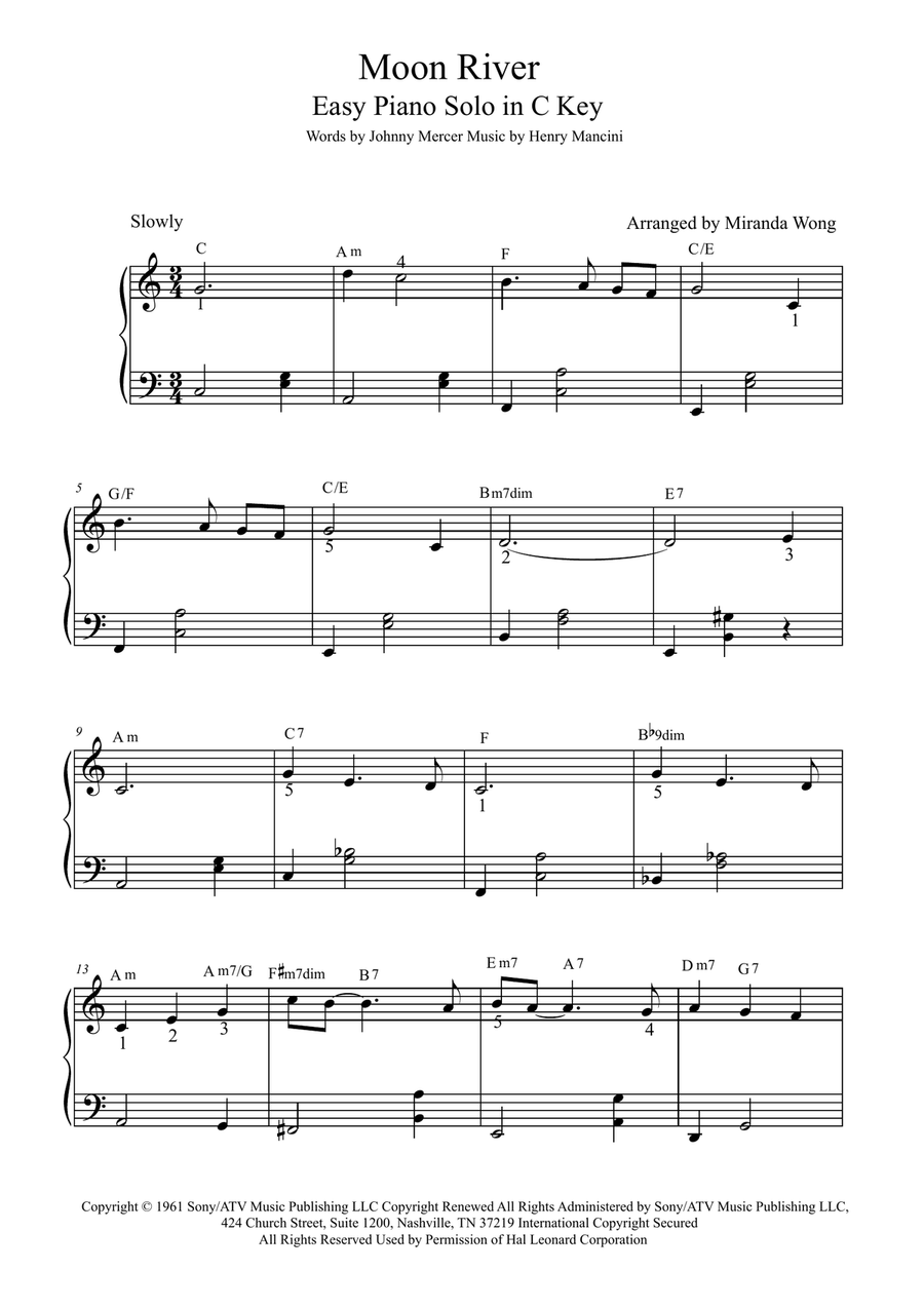 Moon River Easy Piano scores gallery preview page 1