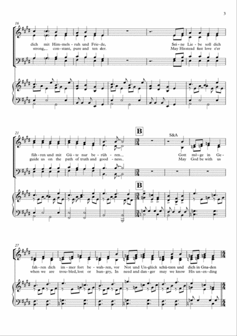 Gott segne dich / May God pour out his blessing (Gm & Eng) (SATB or STB or SA and piano/guitar STB scores gallery preview page 3