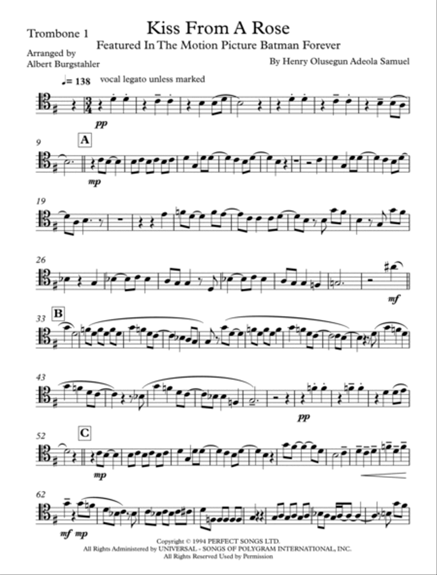 Kiss From A Rose Trombone scores gallery preview page 6