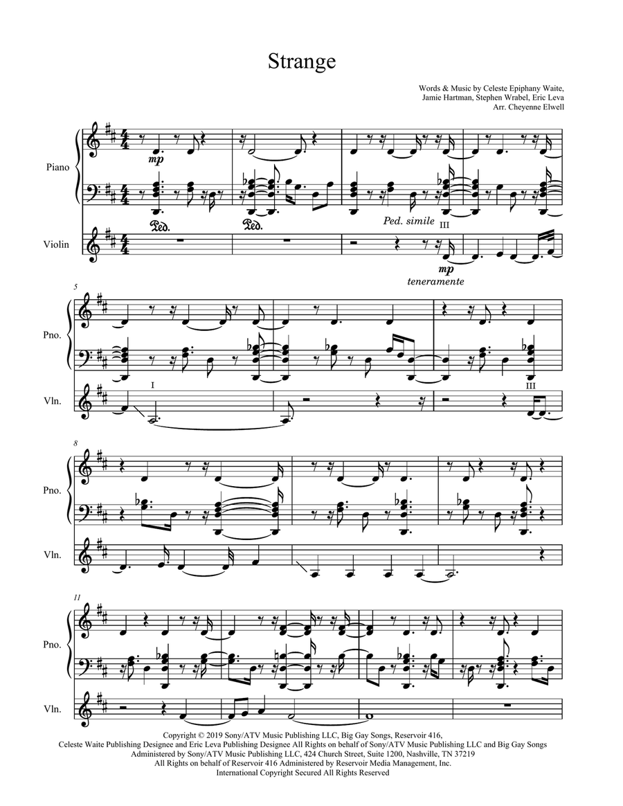 Strange Violin Solo scores gallery preview page 1