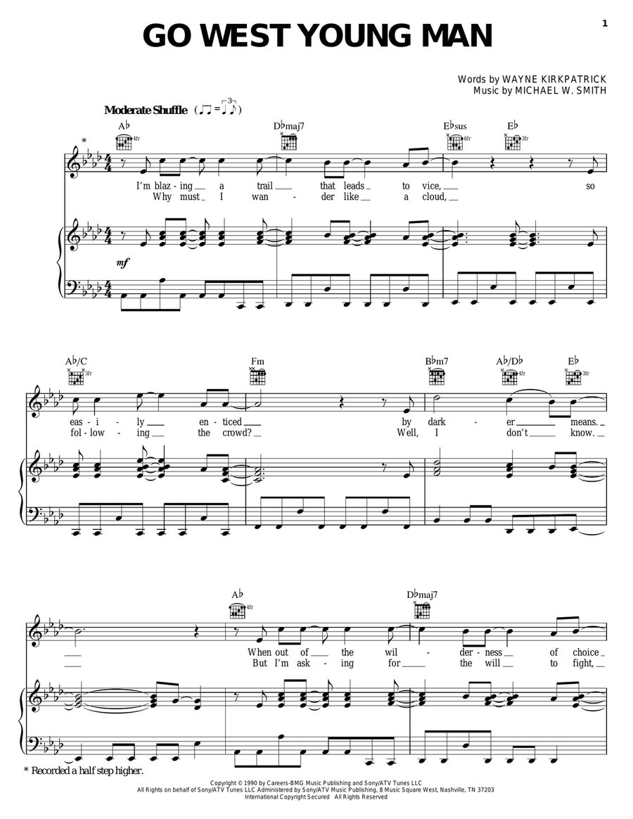 Go West Young Man Piano, Vocal, Guitar scores gallery preview page 1