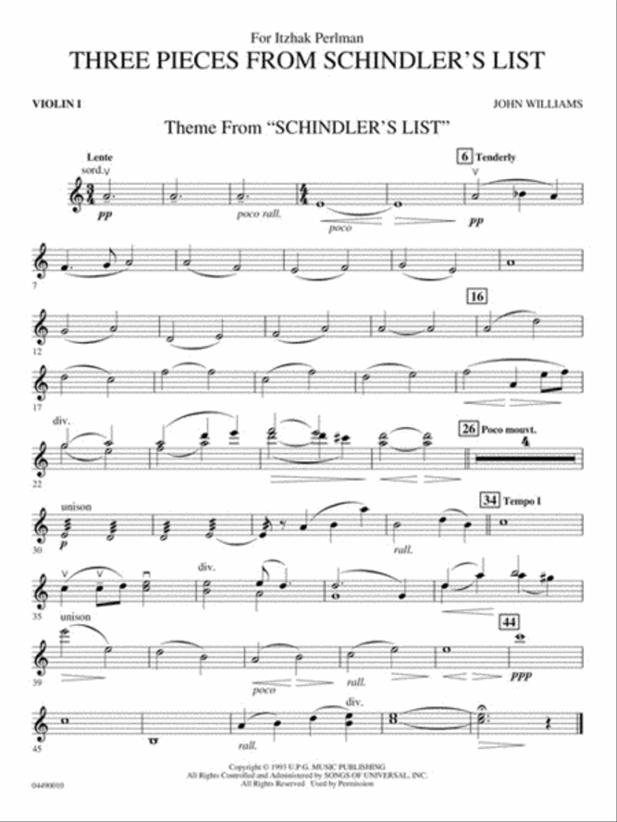 Three Pieces from Schindler's List Full Orchestra scores gallery preview page 10