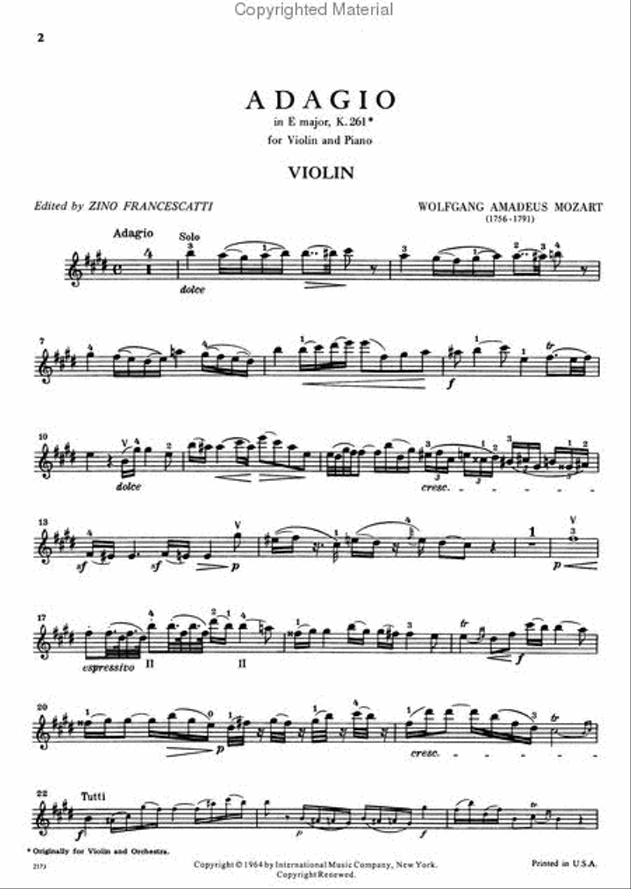 Adagio In E Major, K. 261