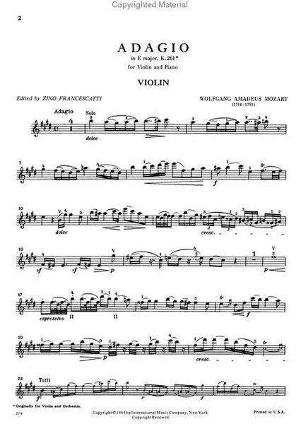 Adagio In E Major, K. 261