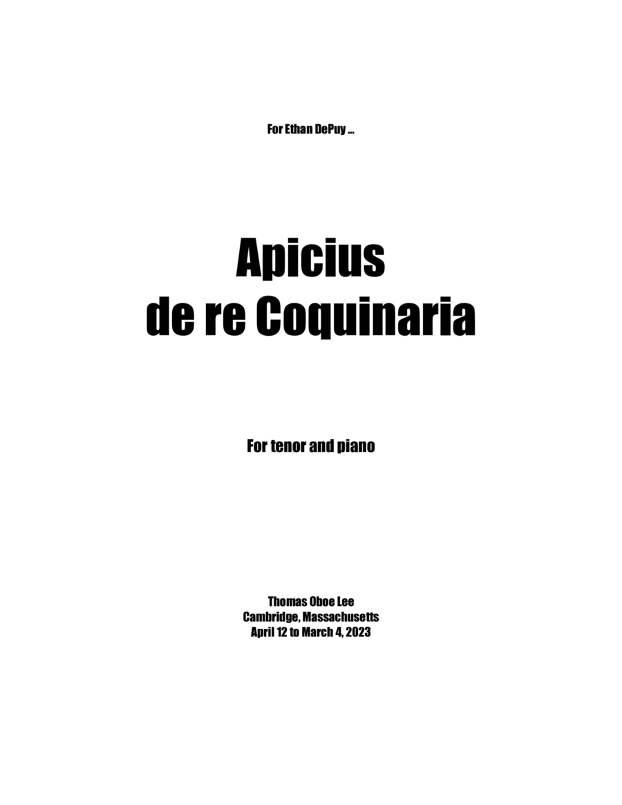 Apicius de re Coquinaria Voice scores gallery preview page 1
