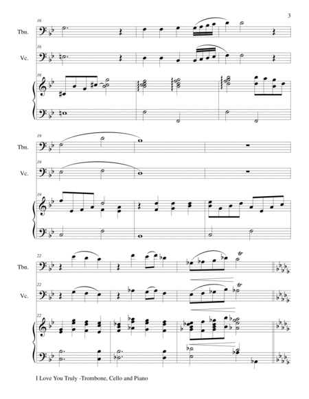 I LOVE YOU TRULY (Trio – Trombone, Cello, and Piano with Score and Parts) image number null