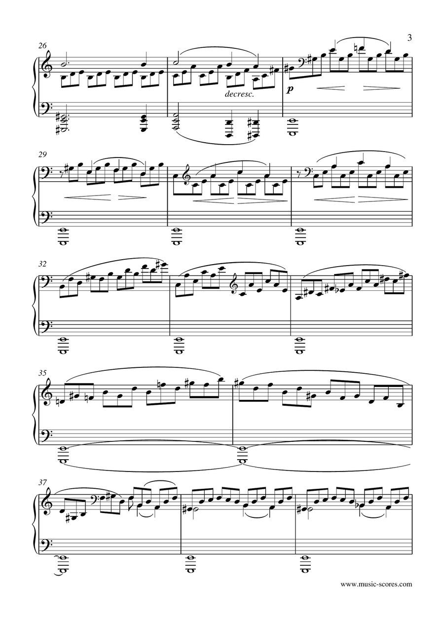 Moonlight Sonata 1st movement - A minor (lower) Piano Solo scores gallery preview page 3