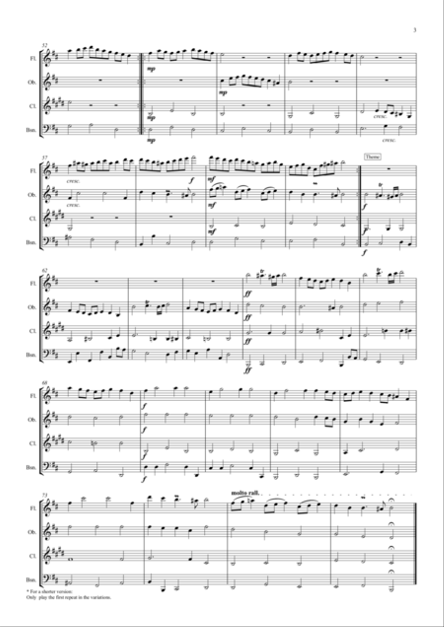 Mr Beveridge's Maggot (Theme and Variations) - wind quartet Woodwind Quartet scores gallery preview page 3