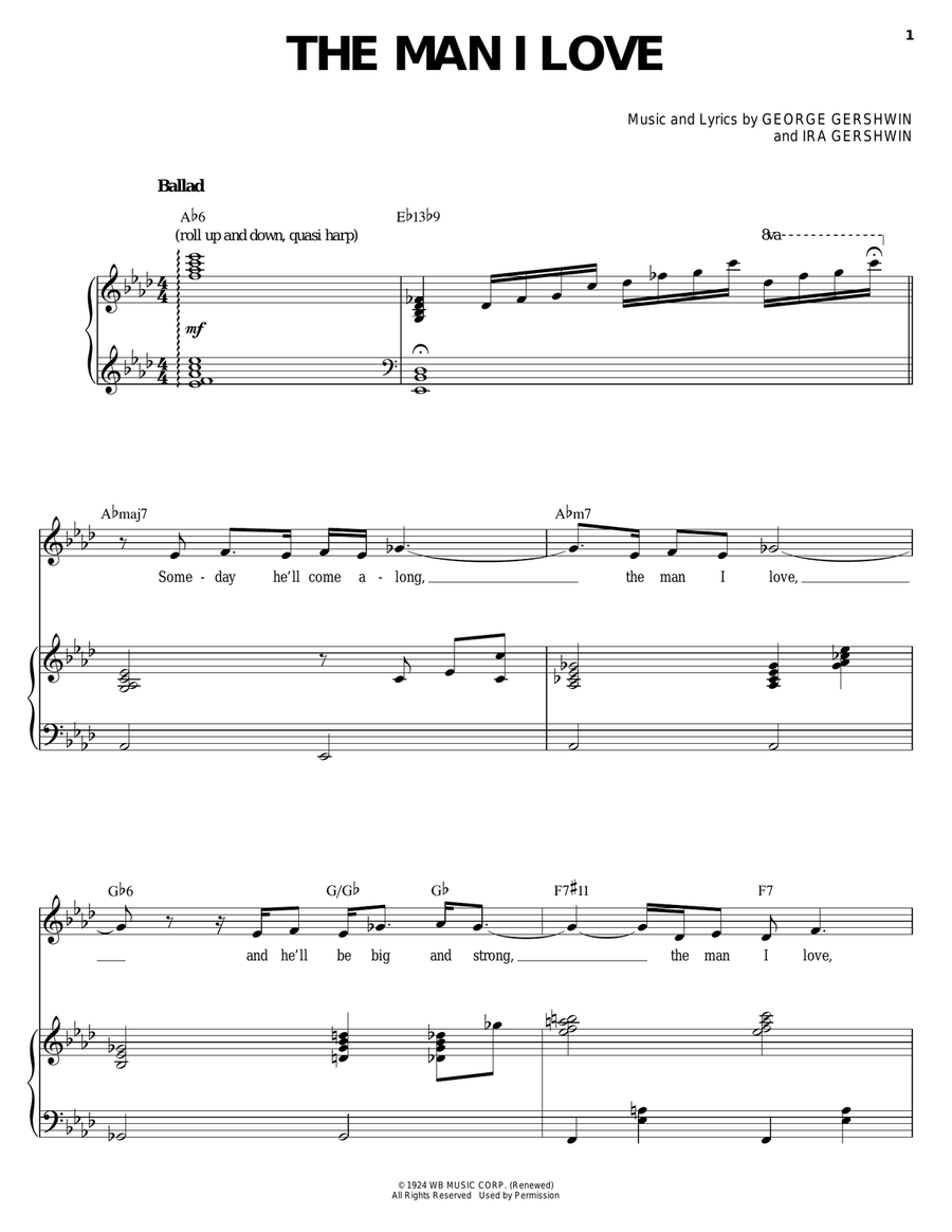 The Man I Love Piano, Vocal scores gallery preview page 1