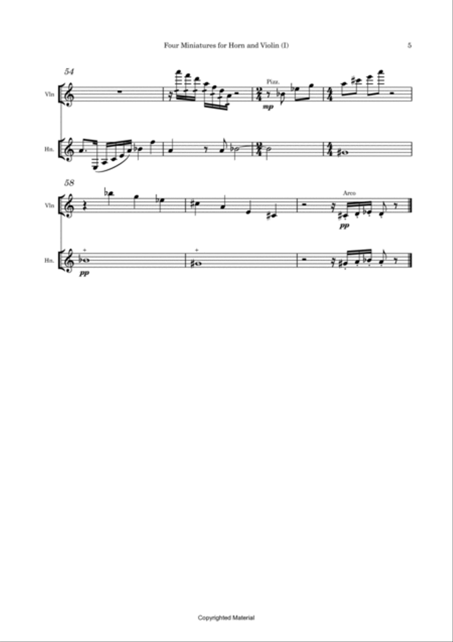 Four Miniatures for Horn and Violin image number null