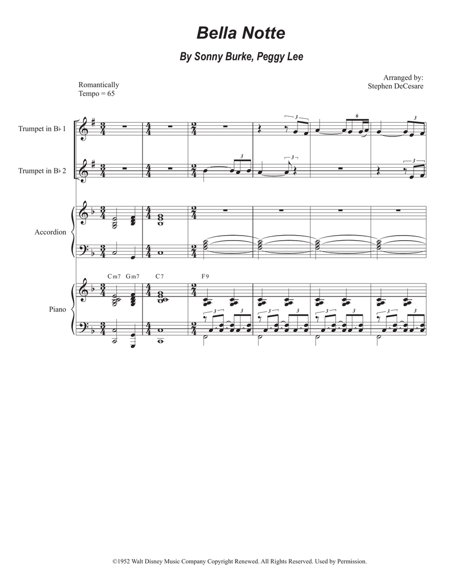 Bella Notte Trumpet Duet scores gallery preview page 1
