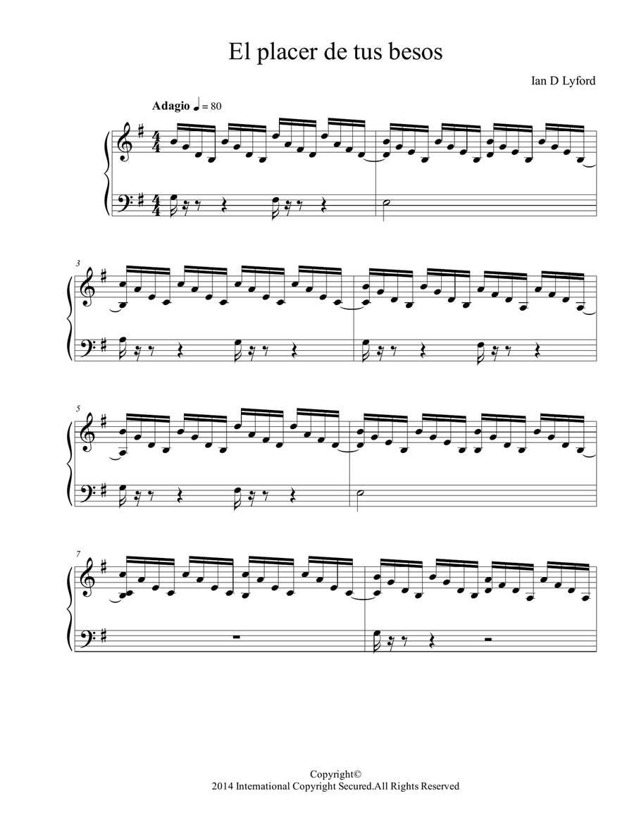 EL PLACER DE TUS BESOS Piano Solo scores gallery preview page 1
