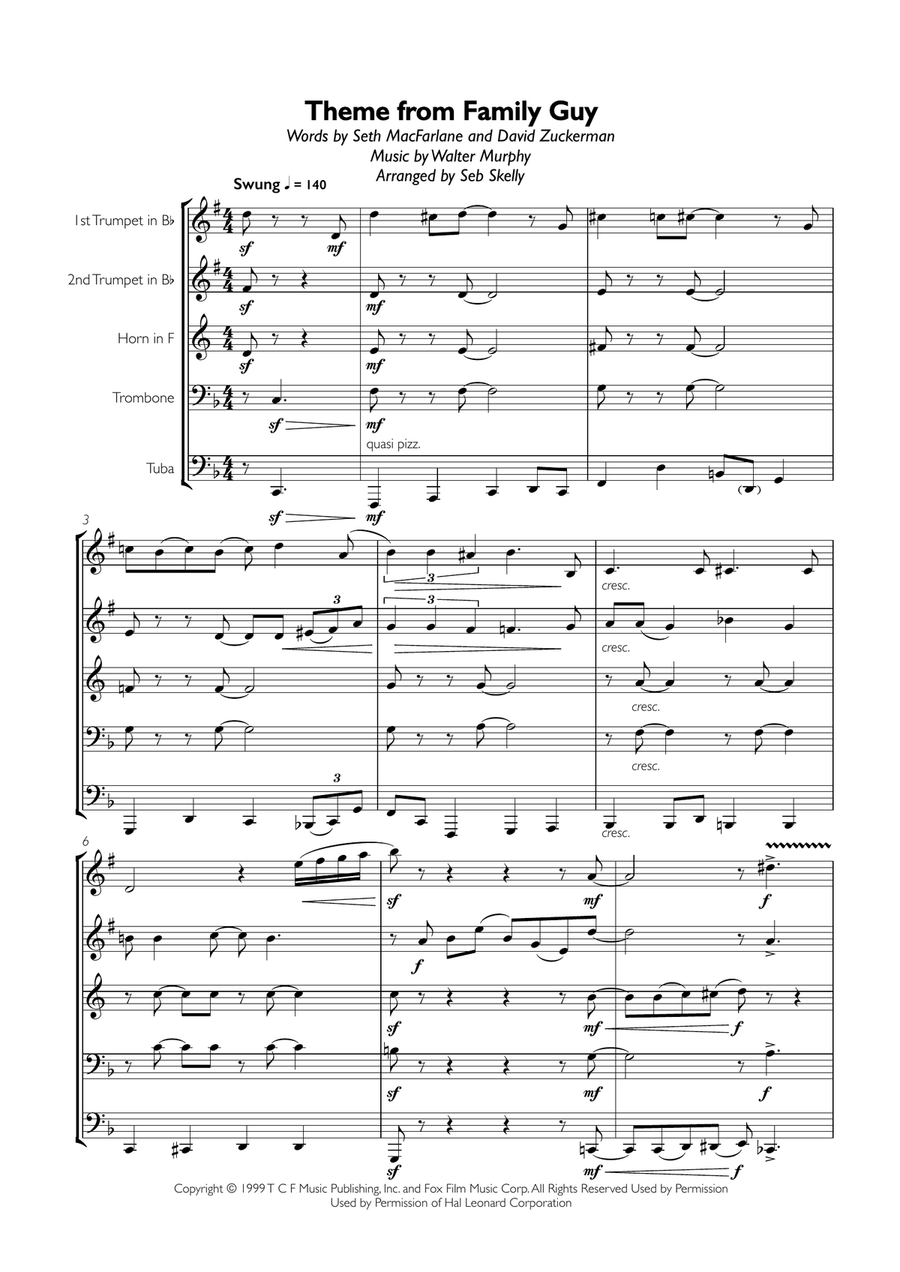 Theme From Family Guy Brass Ensemble scores gallery preview page 1