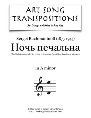 Book cover for RACHMANINOFF: Ночь печальна, Op. 26 no. 12 (transposed to A minor, "The Night is mournful")