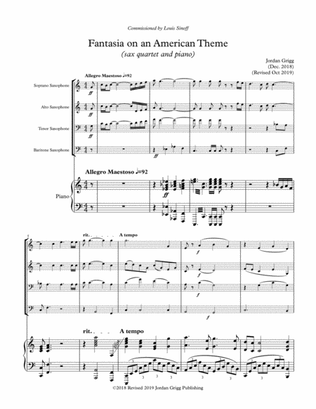Fantasia on an American Theme (sax quartet and piano)REVISED