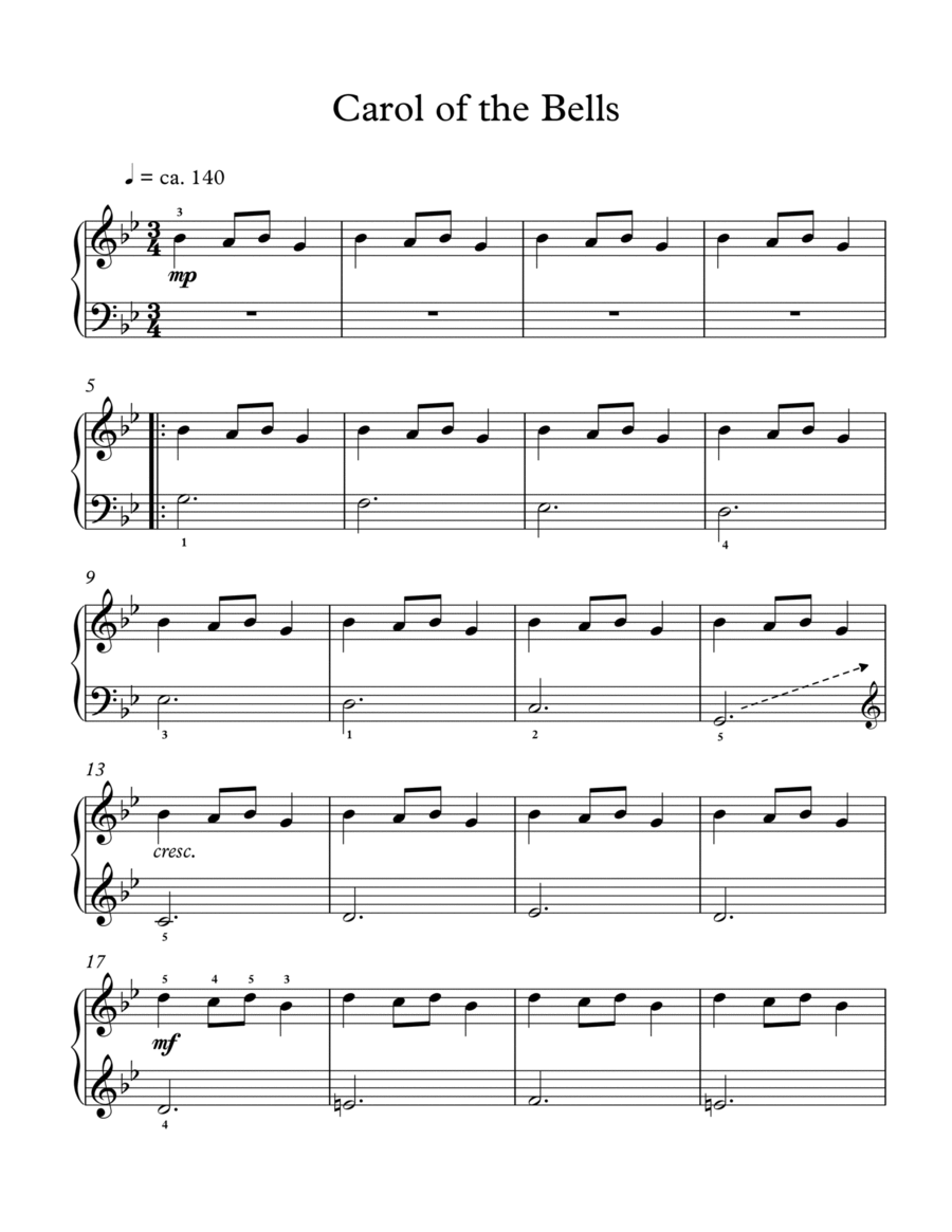 Carol of the Bells Carol of the Bells Easy Piano scores gallery preview page 1