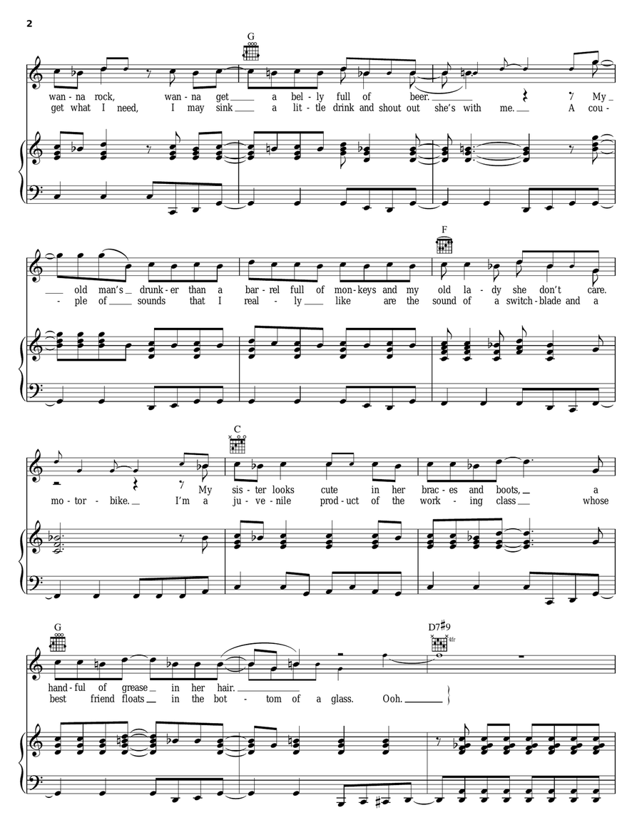 Saturday Night's Alright (For Fighting) Piano, Vocal, Guitar scores gallery preview page 2