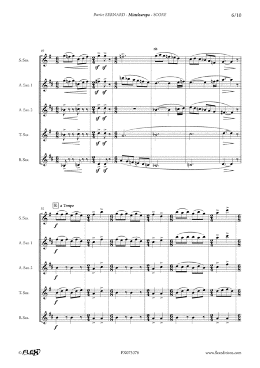 Mitteleuropa Tenor Saxophone scores gallery preview page 6