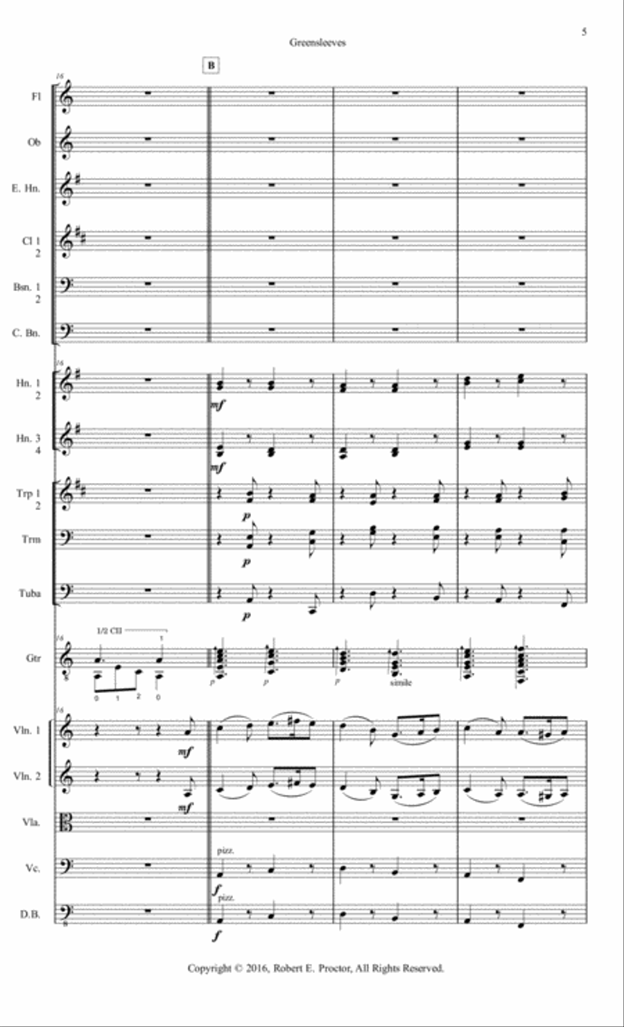 Greensleeves for Guitar and Orchestra Full Orchestra scores gallery preview page 6