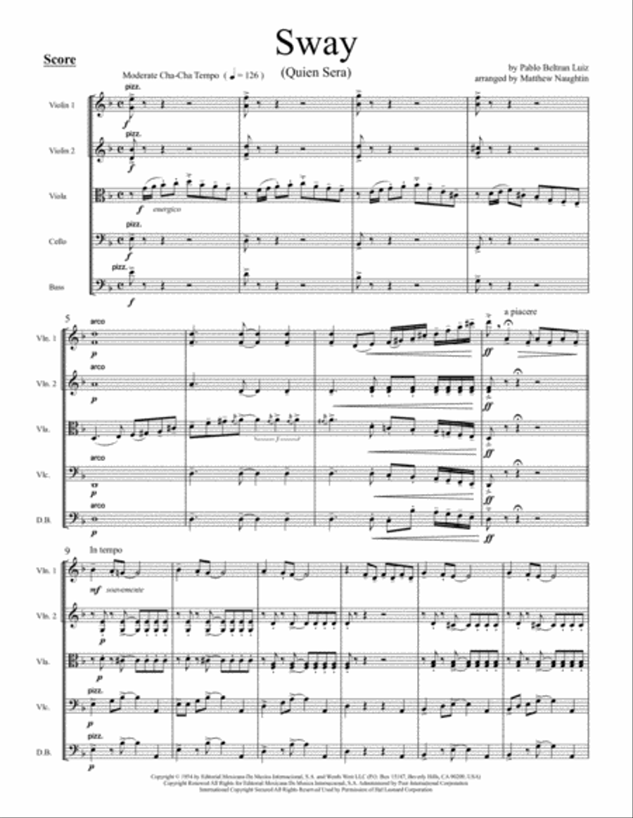 Sway (Quien Sera) String Orchestra scores gallery preview page 2