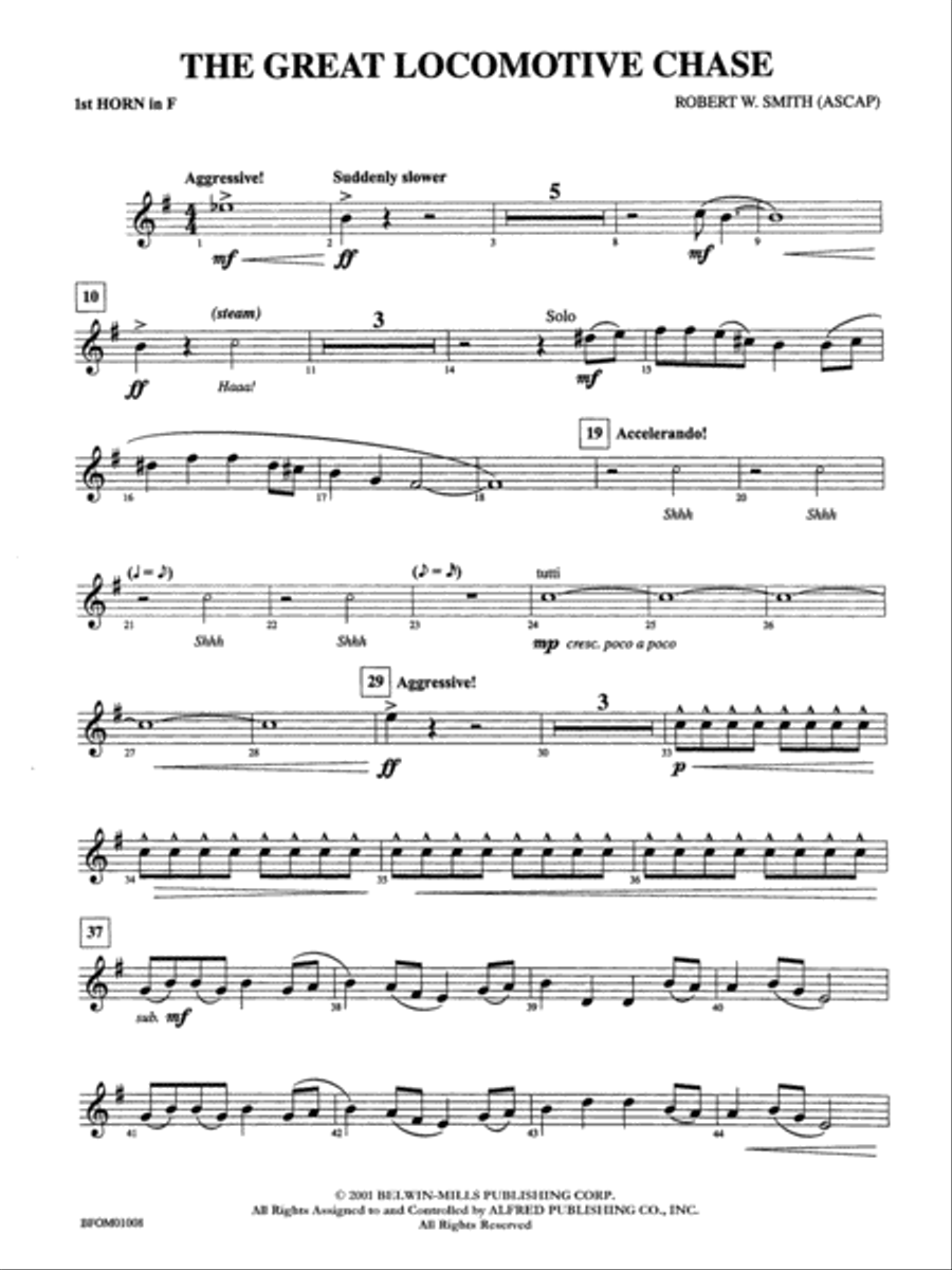 The Great Locomotive Chase: 1st F Horn Full Orchestra scores gallery preview page 1