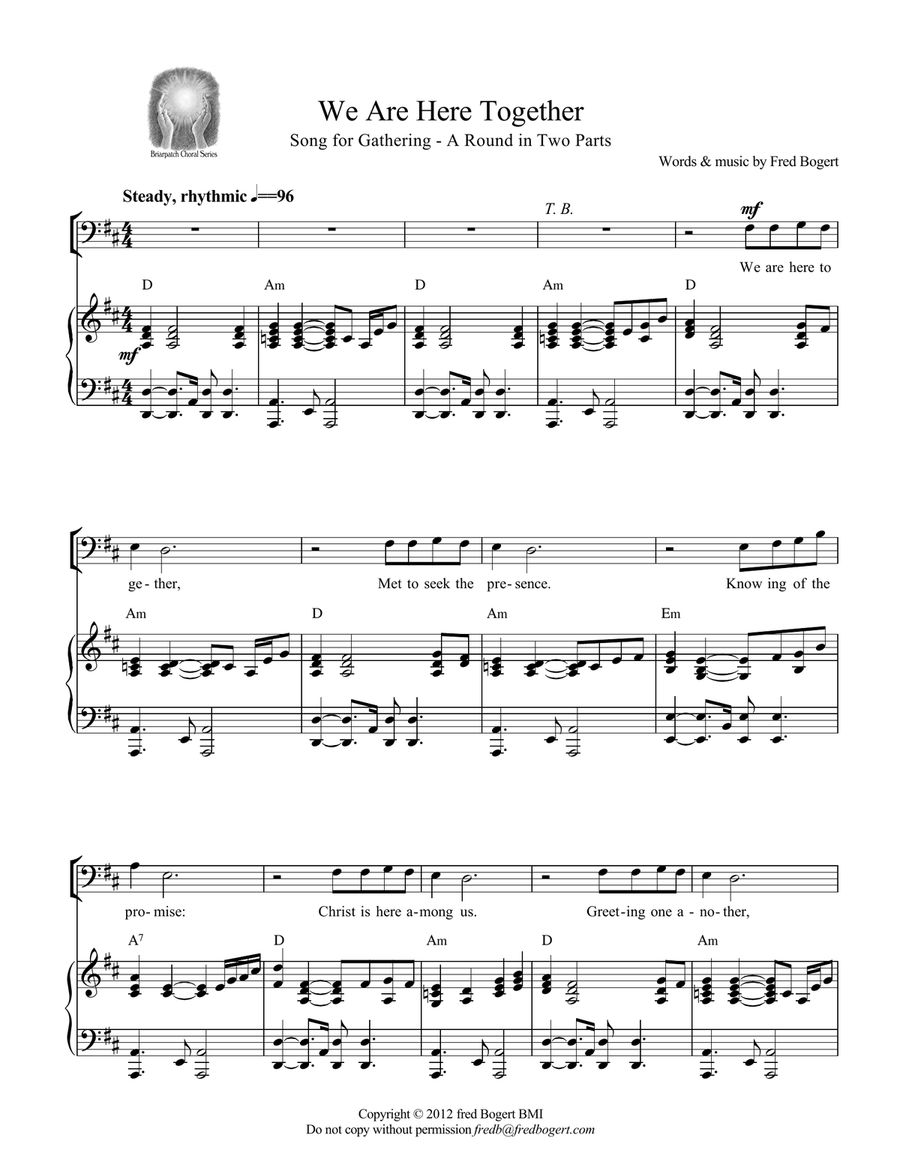 We Are Here Together (A Gathering Song for Christian Worship) 4-Part scores gallery preview page 1