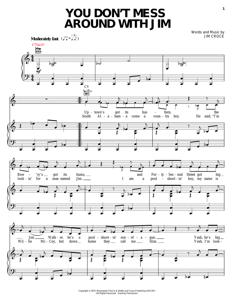 You Don't Mess Around With Jim Piano, Vocal, Guitar scores gallery preview page 1