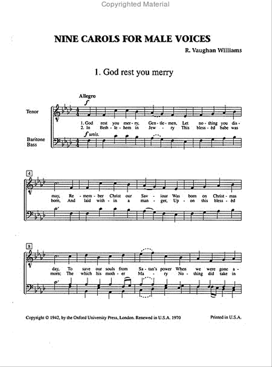 Nine Carols for male voices TTBB scores gallery preview page 2
