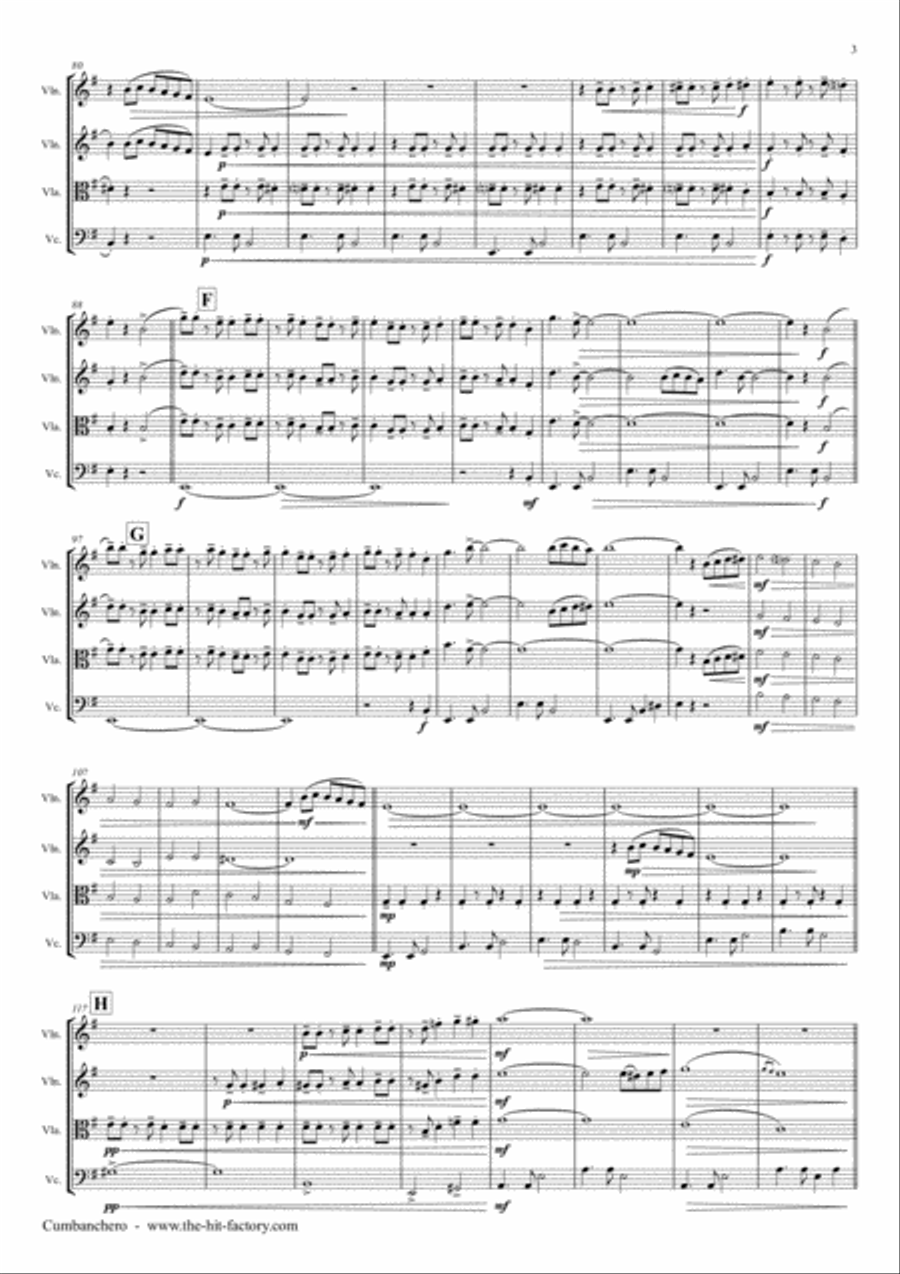 El Cumbanchero String Quartet scores gallery preview page 3